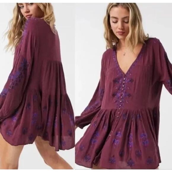 Free People Arianna Embroidered Flowing Tunic Dress - Picture 3 of 12